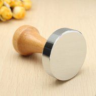 Shop24Hrs Aluminum Casting Espresso Coffee Tamper Flat Base Wood Handle Bean Press Tool N6