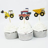 Winrase&reg; Pack of 24 Cute Construction Vehicles Kids Party Decoration Paper Cupcake Toppers (Construction Vehicles) N3