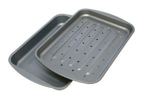 OvenStuff Non-Stick 14.5 Inch x 10.5 Inch x 2 Inch Two Piece Roast and Broil Pan