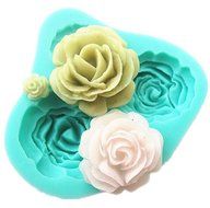 Hikwi 4 Size Roses Flower Silicone Cake Mold Chocolate Sugarcraft Decorating Fondant Fimo Tool, Blue N3