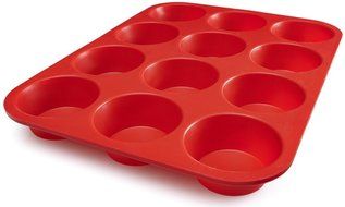 BakeMaster Silicone Muffin Pan Silicone Cupcake Pan 100% Food Grade Silicone Quiche Pan BPA free Non stick Red... N6