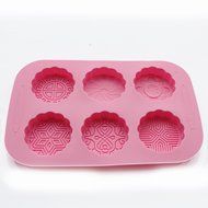 X-Haibei 6-Cavity Round Mixed Mooncake Chocolate Jello Soap Lotion Bar Silicone Mold N3