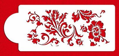 Designer Stencils C345 Chic Rose Border Cake Stencil, Beige/Semi-Transparent N2