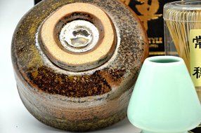 Japanese Mino Yaki ware Matcha Bowl And Tea Ceremony Set Green Tea 12.3 / 12.3 / 7.2cm (4.8 / 4.8 / 2.8inch)[7435] N6