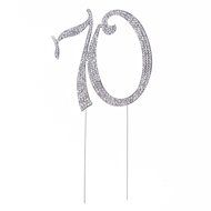 70 Cake Topper for 70th Birthday or Anniversary Rhinestone Number Party Supplies (Silver) N9