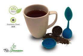 Tea Commission Tea Infuser Set of 6, Steeper Strainer Silicone &amp; Stainless Steel Mesh Basket (Rainbow) for Loose... N24