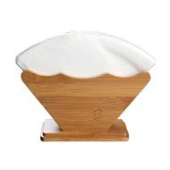 Coffee Filter Holder, Saebye Renewable Bamboo Fan Shape Coffee Filter Dispenser Rack Shelf N3