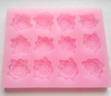 Food Grade 12 cavities Bold blossom ROSES with leaves icing silicone mould, non stick sugarcraft Sugar paste,...