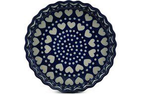 Polish Pottery Fluted Pie Dish 6-inch Heart To Heart N3