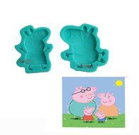 Yunko Peppa Pig Silicone Fondant cake Decorating Tools Gum Paste Candy chocolate Mold 2pcs