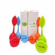 SimpleCucina Set of 4 Cute Leaf Silicone Handle Stainless Steel Strainer Drip Tray Included - Loose Tea Steeper... N2