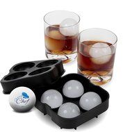 Silicone Ice Ball Maker Mold Flexible Ice Tray Makes 4 Round 4X4.5 CM Ice Cube Balls by Chuzy Chef&reg; N4