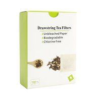 Tea Filter Bags with Drawstring, Disposable Tea Infuser, Paper Tea Bag Unbleached, 100 Count