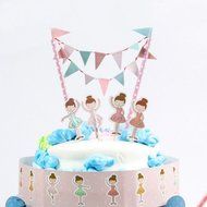 Birthday Cake Bunting Flag Topper Ballerina Toothpicks Wrap Decorations Kits Ballet Dancer Party Supplies Baby... N3
