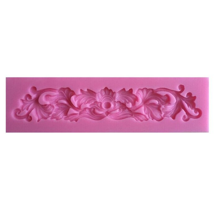 FLY 3D Lace Border Silicone Fondant Mold For Cake side Decorating,Pink N2