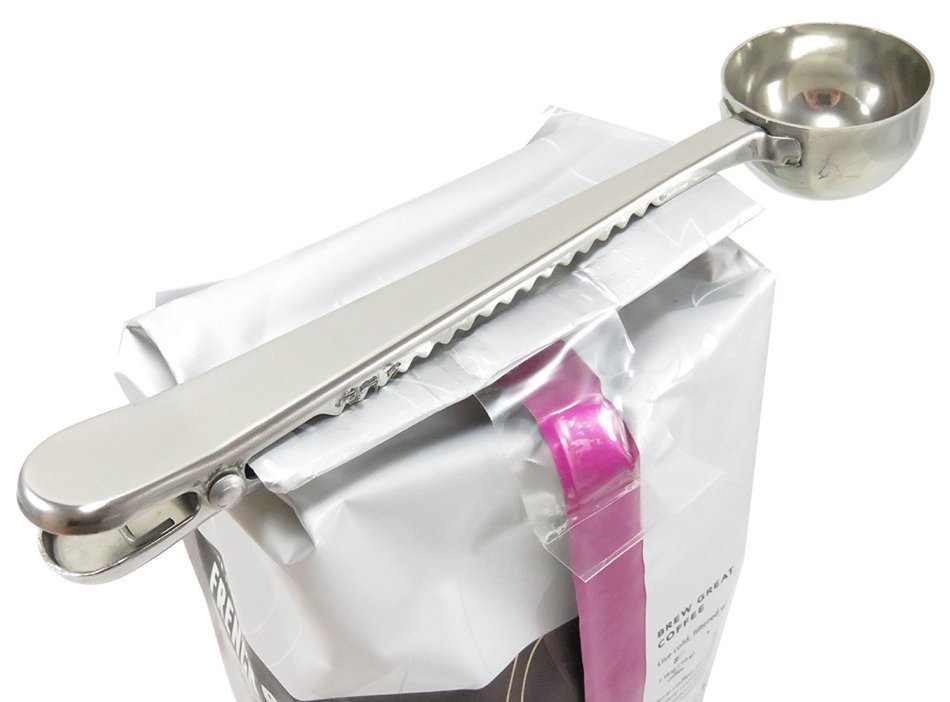 Coffee Measuring Spoon Bag Clip 6 1/2" x 1 1/4" Stainless Steel N3