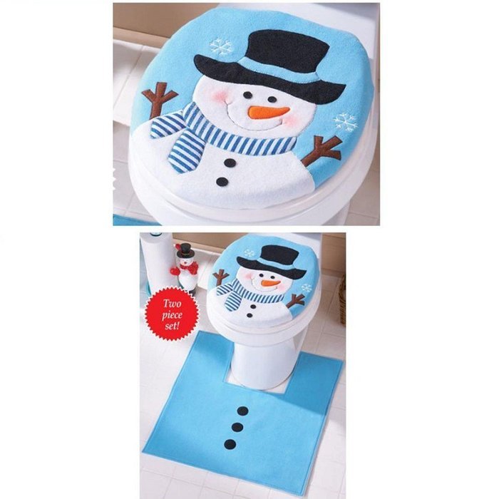 Christmas Decor,Morecome Happy Christmas snowman Toilet Seat and Tank Cover Set N2
