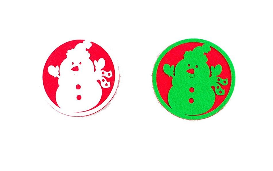 Genluna Christmas Coffee Coaster Winter Art Soft Coasters Snowman 2pcs N2