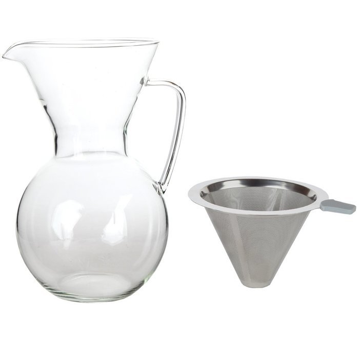Home-X Pour Over Drip Coffee Maker With Stainless Steel Filter and Glass Carafe (6-Cup Carafe 1000ml) N5