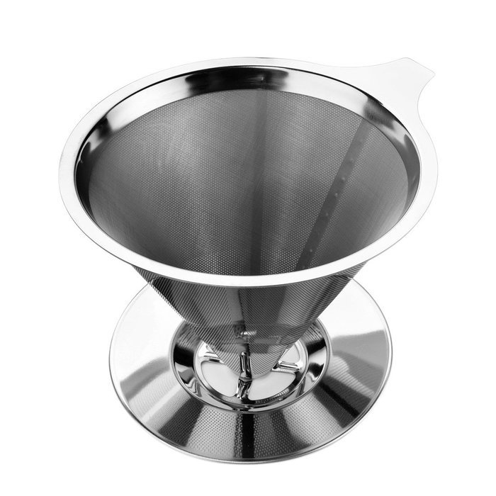 Jiyaru Stainless Steel Pour Over Coffee Cone Dripper With Cup Stand- Perfect for Manual Brewing - Ultra Fine Micro... N4