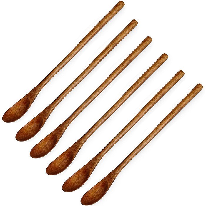 Miraclekoo Wooden Cocktail Mixing Spoon,8 - Inch, 6 Psc