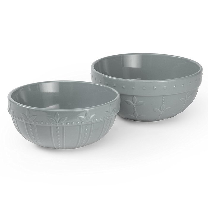 Signature Housewares Sorrento Collection Set of 2 Mixing Bowls 8-Inch and 9-Inch, Light Gray N3