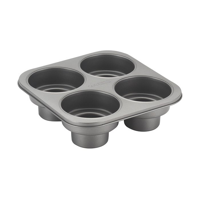 Cake Boss Novelty Nonstick Bakeware 4-Cup Round Cakelette Pan, Gray N2
