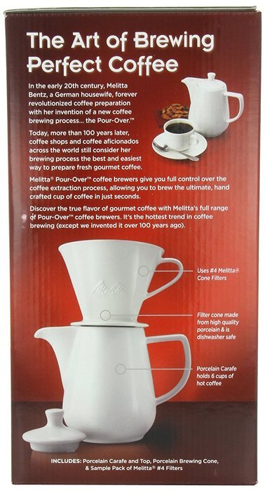 Melitta Coffee Maker, Porcelain 6 Cup Pour- Over Brewer N11