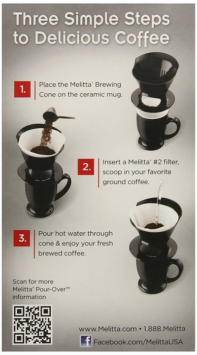 Melitta Coffee Maker, Porcelain 6 Cup Pour- Over Brewer N12