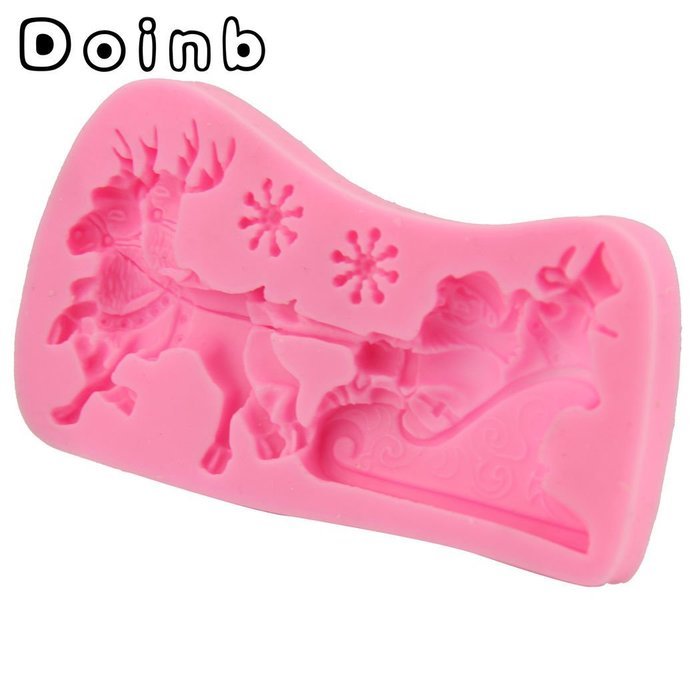 Doinb Christmas Trees Santa Claus Snowman Deer FDA Silicone Fondant Molds Outer Size 7.3x7.3x1.2cm GJM-2800 N67