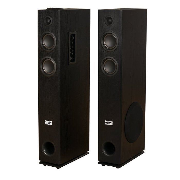Acoustic Audio TSi300 Bluetooth Powered Floorstanding Tower Home Multimedia Speaker Pair N2