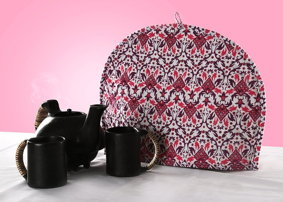 Blue Tea Cosy Cotton 15x11 Tea Cozy Printed Floral By Rajrang N29