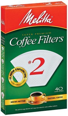 Melitta Cone Coffee Filters No. 2 White Pack of 2 (80 Filters Total)