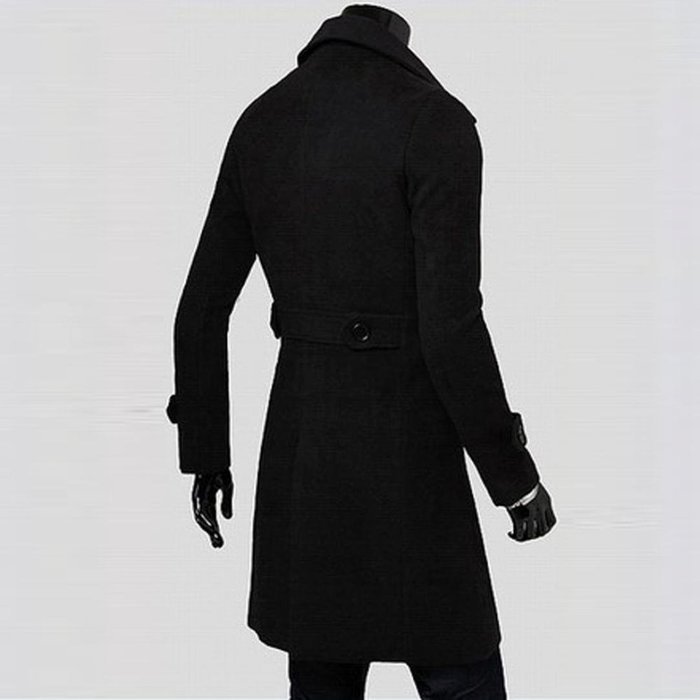 Men's Jacket,Laimeng Winter Slim Stylish Trench Coat Double Breasted Long Jacket Parka (M, Khaki) N8