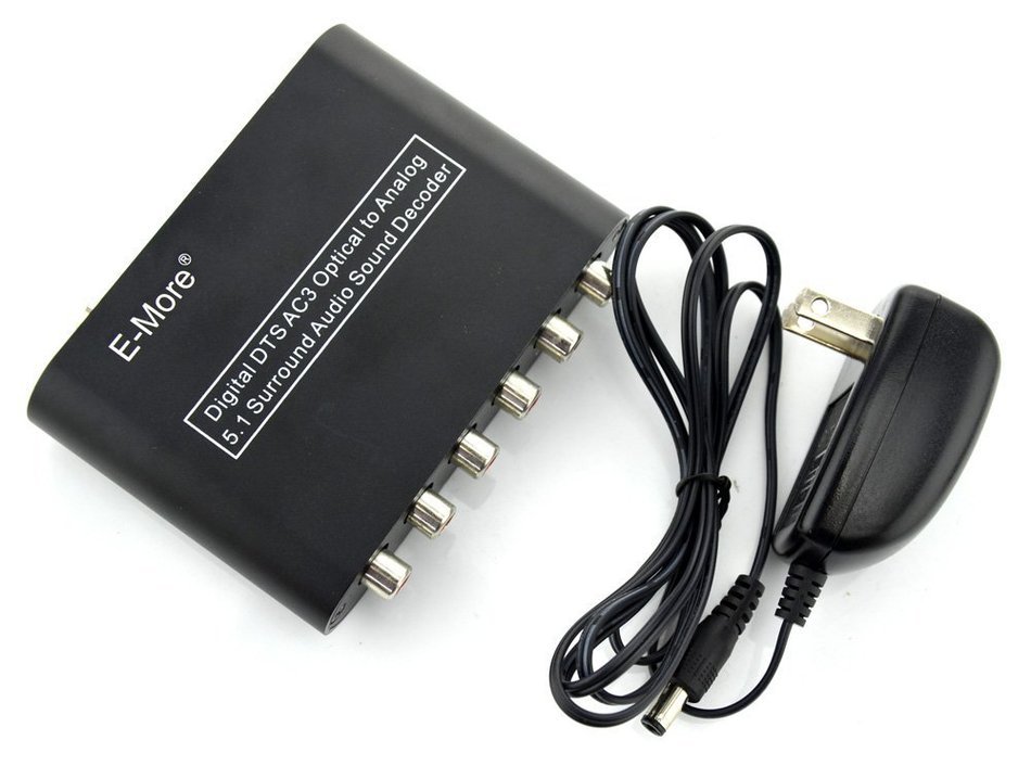 E-More&reg; High Ouality Digital AC3 DTS Optical SPDIF/Coaxial Dolby Audio to Analog 5.1 Channel Surround Audio Sound... N2