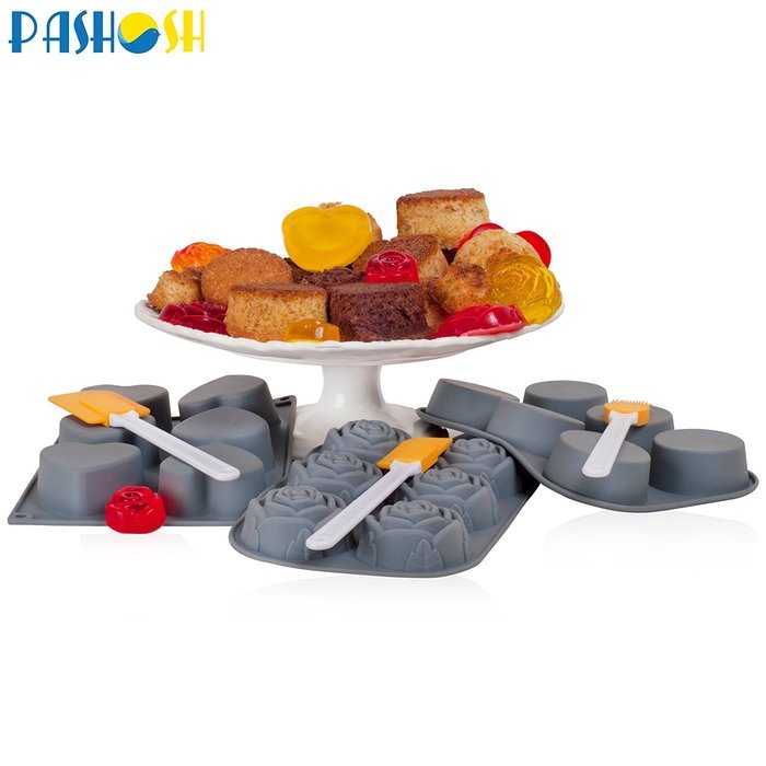 Pashosh Cookware Silicone Baking Molds Set - 9 Piece N4