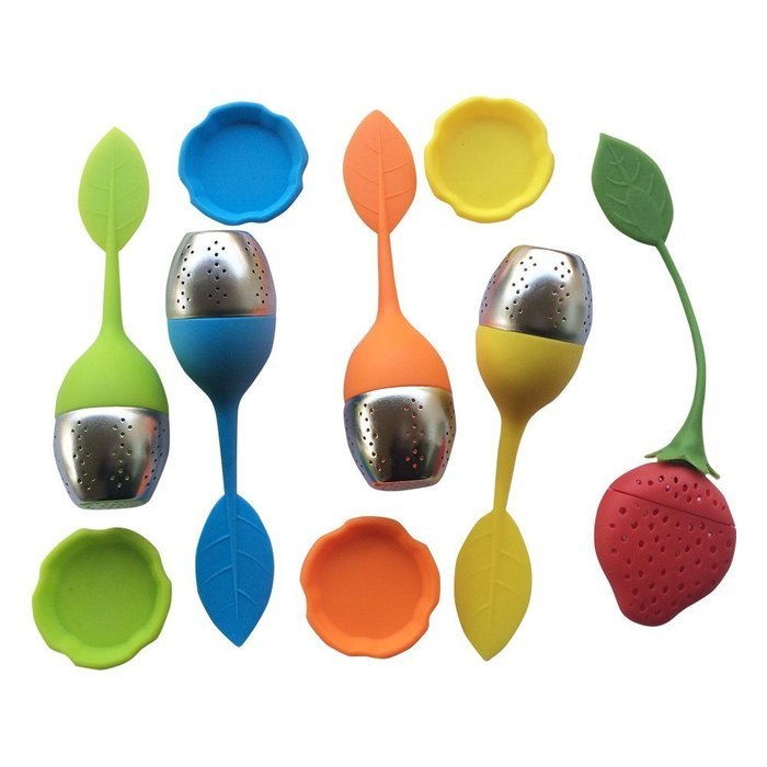 Tea Infuser, 4 Pack Leaf shaped plus 1 FREE Strawberry Shaped Tea Infuser. Tea Strainer with Stainless Steel and... N2