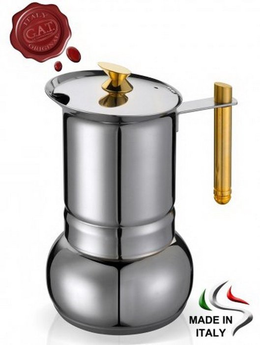 GAT Amore 2 Cup Stainless Steel Stove Top Italian Espresso Coffee Maker