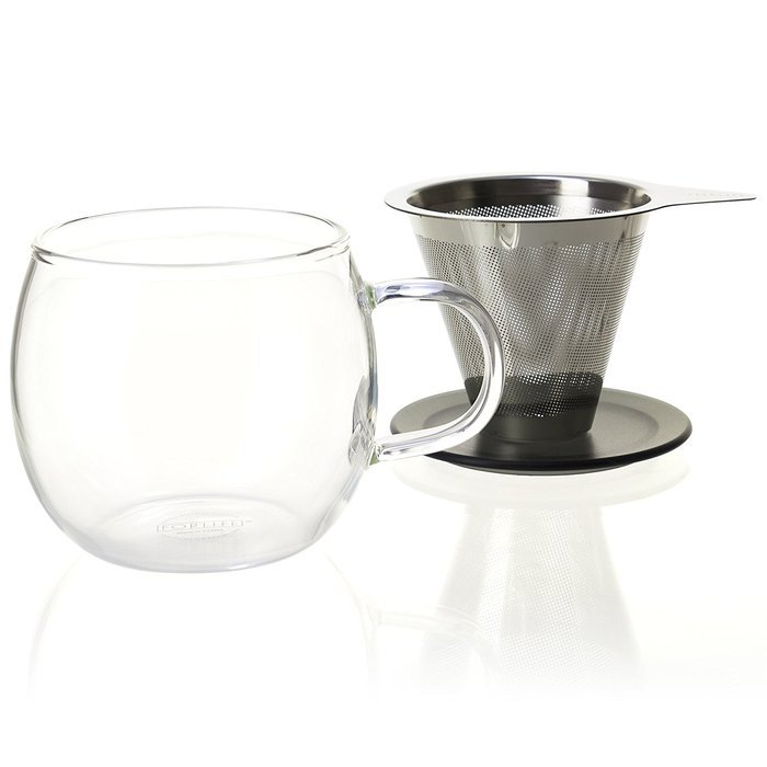 FORLIFE Lucidity Glass Brew-in-Cup with Stainless Infuser and Lid, 12-Ounce/355ml, Teal N14