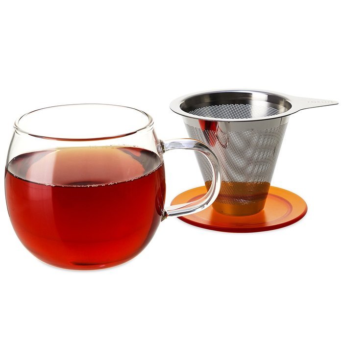 FORLIFE Lucidity Glass Brew-in-Cup with Stainless Infuser and Lid, 12-Ounce/355ml, Teal N16