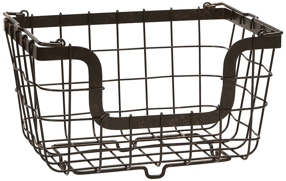 Gourmet Basics by Mikasa General Store Stacking/Nesting Metal Basket, Antique Black