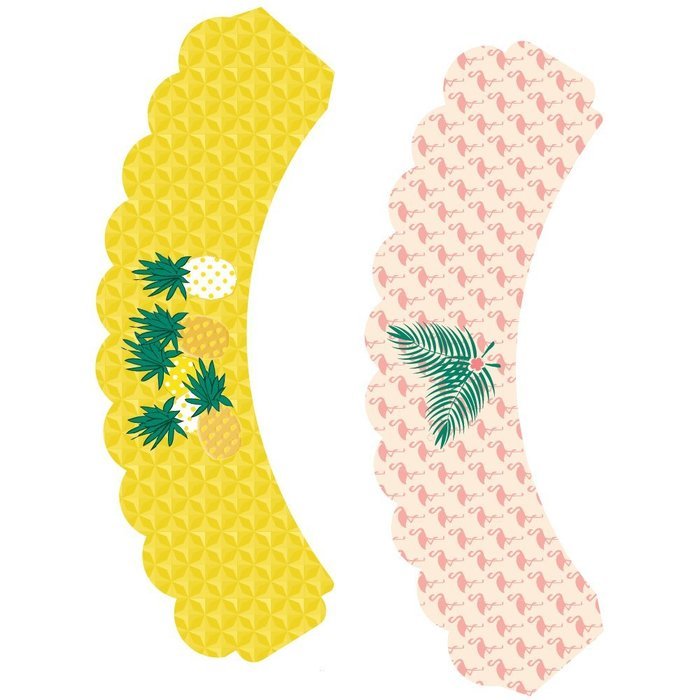 Luau Hawaiian Theme Flamingo Party Supplies, Pineapple Cupcake Decorations, Confetti Couture, 36 Wrappers N7