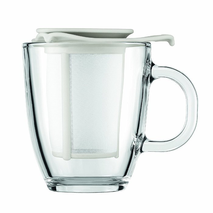 Bodum Yo-Yo Set Mug and Tea Strainer, 10-Ounce, Off-White