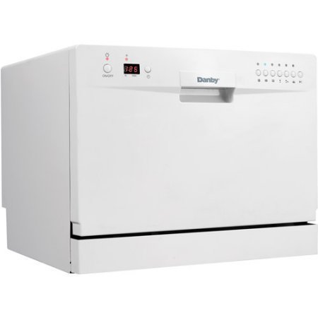 Danby 6-Place Setting Countertop Dishwasher Durable stainless steel interior, White, Quickly connects to any kitchen...