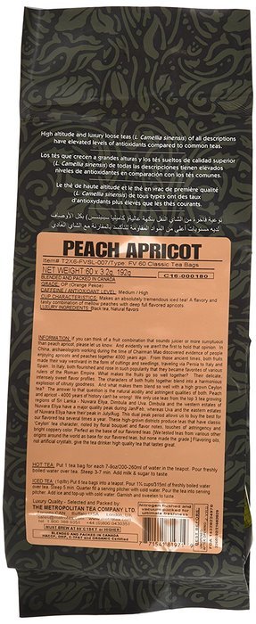 Metropolitan Tea 60 Count Classic Teabags, Peach Apricot N4