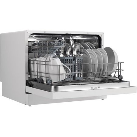 Danby 6-Place Setting Countertop Dishwasher Durable stainless steel interior, White, Quickly connects to any kitchen... N2