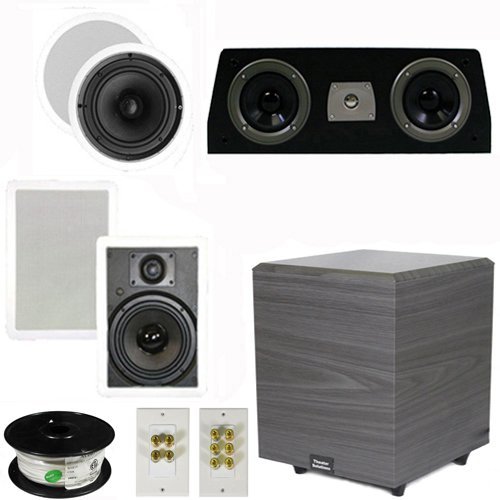 Theater Solutions 5.1 Home Theater 6.5" Speakers Set with Center 10" Powered Sub and More TS65CWC51SET4