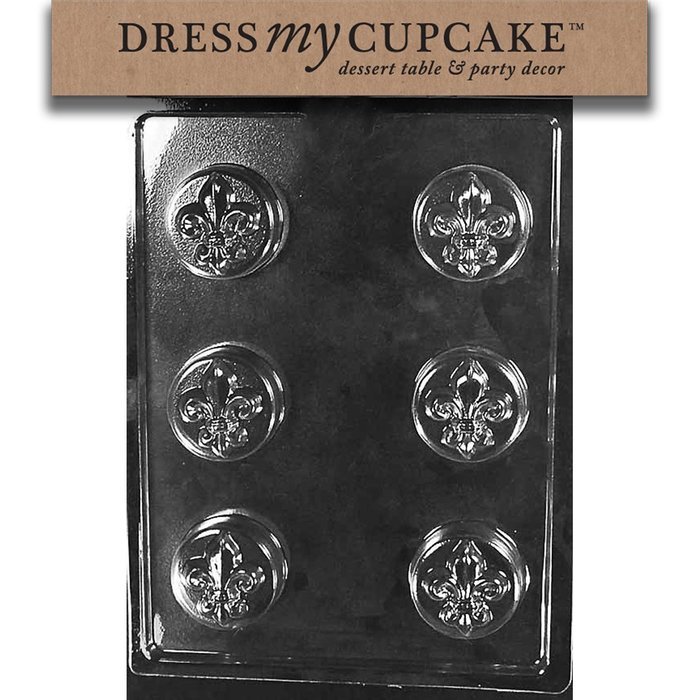 Dress My Cupcake Chocolate Candy Mold, Fleur De Lis Cookie, Set of 6