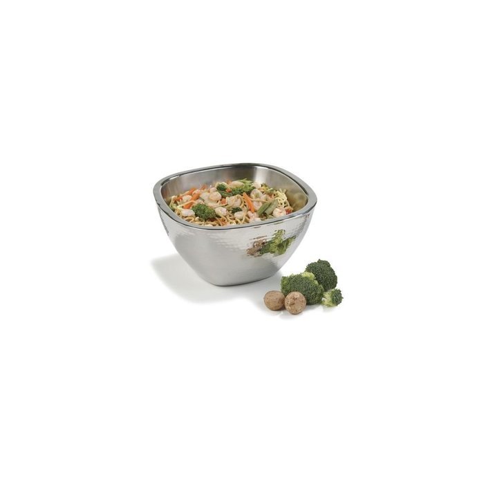 Carlisle 609211 Stainless Steel Square Bowl with Hammered Finish, 3.5 qt. Capacity, 5.38" Height (Case of 2)