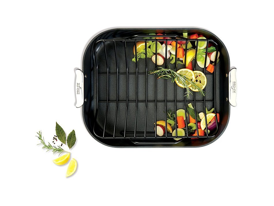 All-Clad E7649764 HA1 Hard Anodized Nonstick Dishwasher Safe PFOA Free Roaster Cookware, 13-Inch by 16-Inch, Black N2